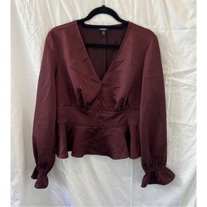 Express long sleeve maroon/burgundy blouse size medium EUC